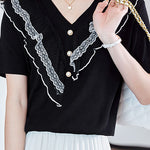 Elegant Lace Patchwork Knit Sweater - liwisi