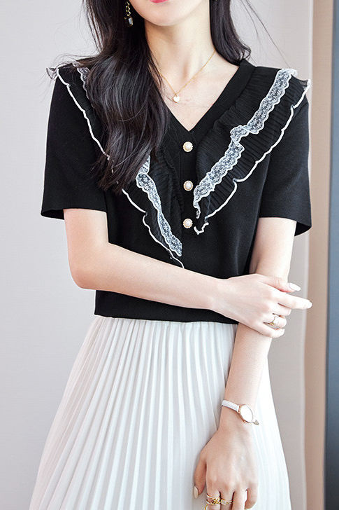 Elegant Lace Patchwork Knit Sweater - liwisi
