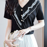 Elegant Lace Patchwork Knit Sweater - liwisi