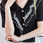 Elegant Lace Patchwork Knit Sweater - liwisi