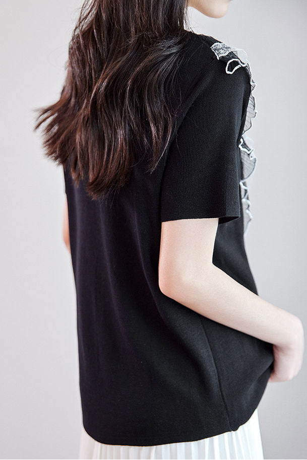 Elegant Lace Patchwork Knit Sweater - liwisi