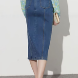 Front Split Loose High-Waisted Denim Skirt - liwisi