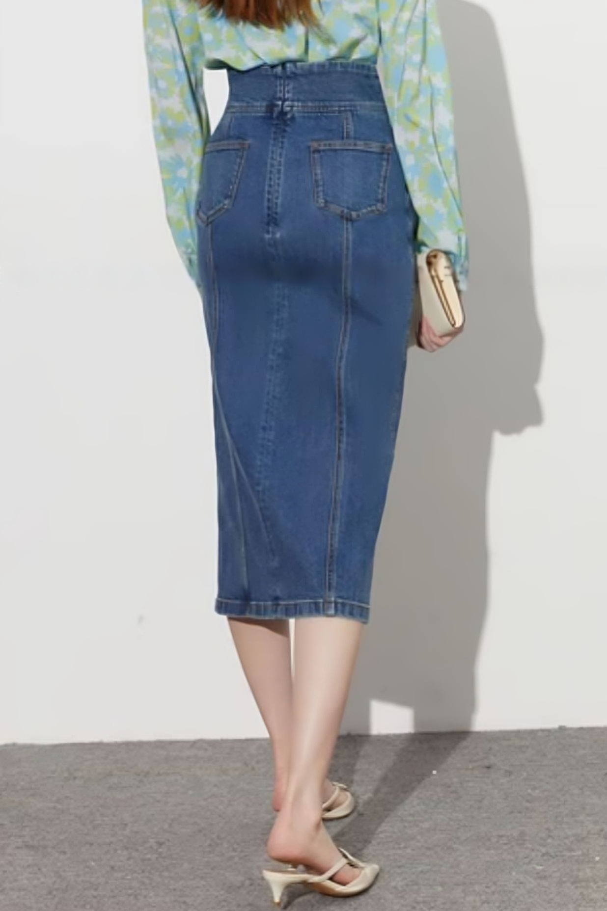 Front Split Loose High-Waisted Denim Skirt - liwisi