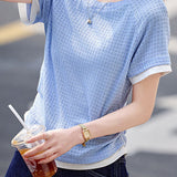 Textured Faux Two-Piece Short Sleeve T-Shirt - liwisi