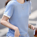 Textured Faux Two-Piece Short Sleeve T-Shirt - liwisi