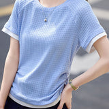 Textured Faux Two-Piece Short Sleeve T-Shirt - liwisi
