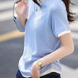 Textured Faux Two-Piece Short Sleeve T-Shirt - liwisi