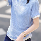 Textured Faux Two-Piece Short Sleeve T-Shirt - liwisi