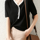 Stylish Color Block Knit Sweater - liwisi