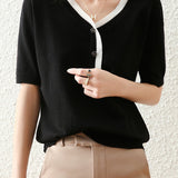 Stylish Color Block Knit Sweater - liwisi