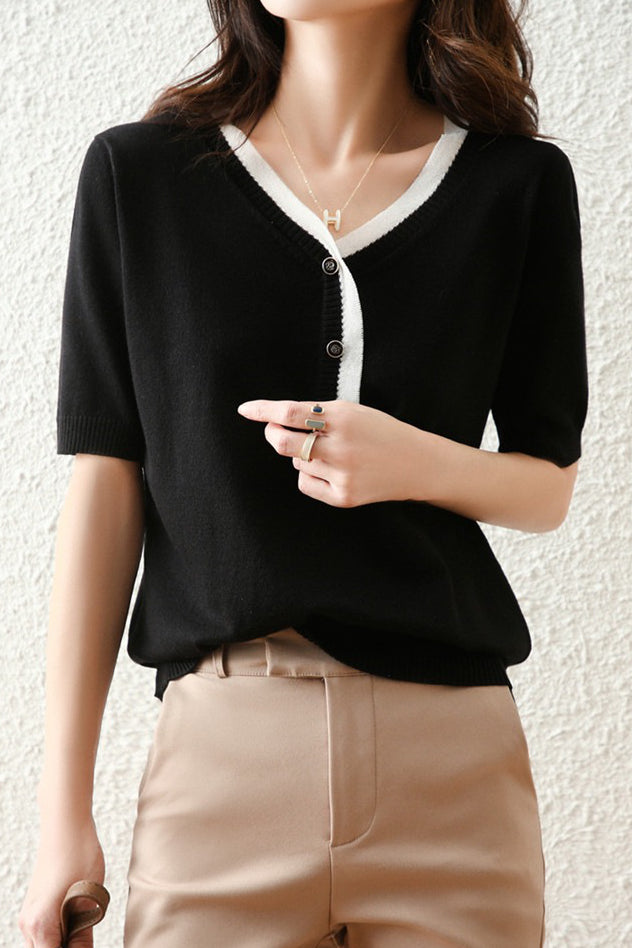 Stylish Color Block Knit Sweater - liwisi