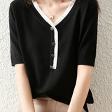 Stylish Color Block Knit Sweater - liwisi