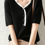 Stylish Color Block Knit Sweater - liwisi