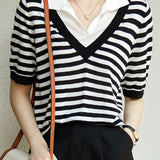 Fashion Faux Two-Piece Ice Silk Short Sleeve - liwisi
