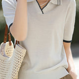 Color Block Minimalist Knit Sweater - liwisi