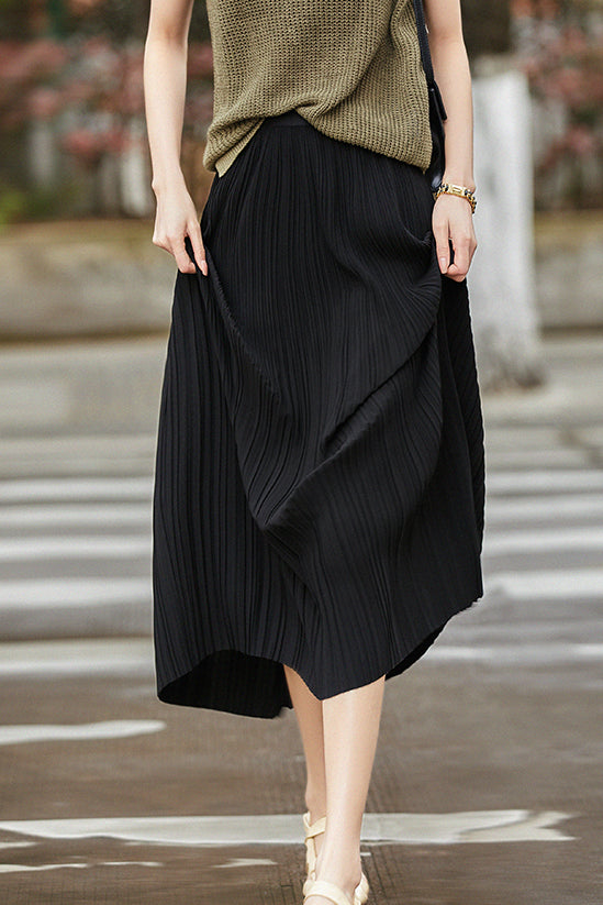 Elegant Draped Fabric Midi Skirt - liwisi