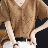 Elegant V-Neck Knit Sweater - liwisi