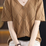 Elegant V-Neck Knit Sweater - liwisi
