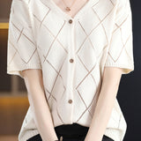Elegant V-Neck Knit Sweater - liwisi