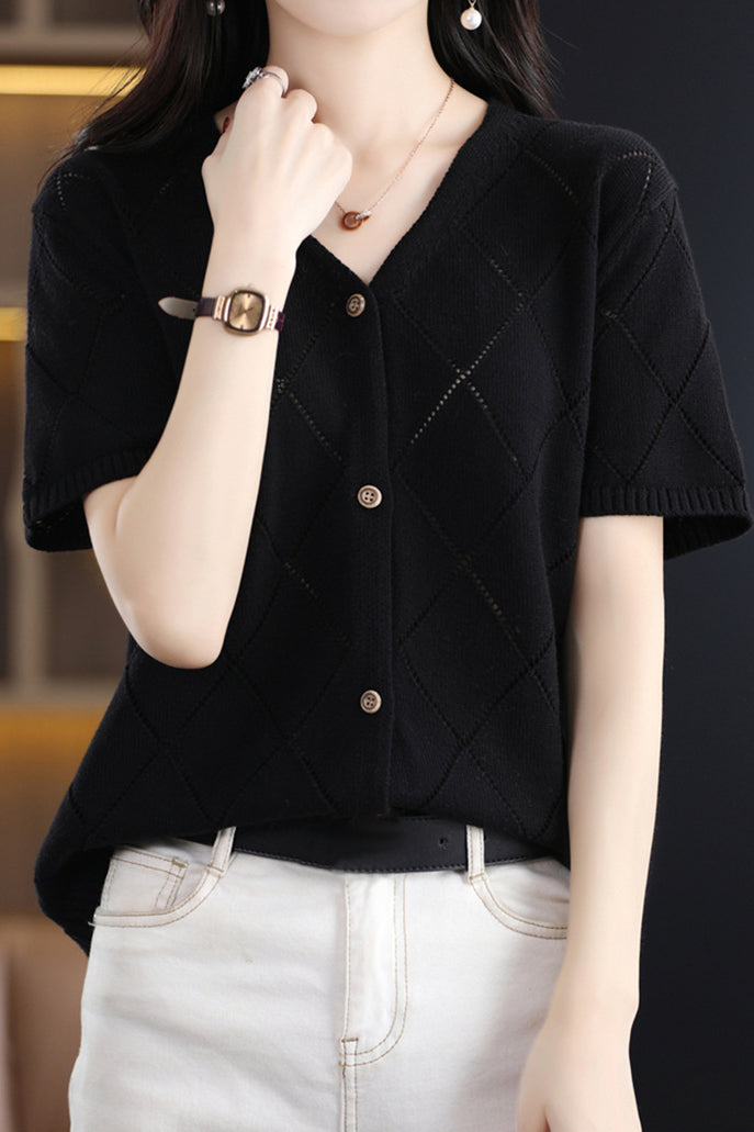 Elegant V-Neck Knit Sweater - liwisi