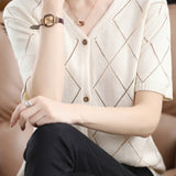 Elegant V-Neck Knit Sweater - liwisi