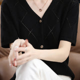 Elegant V-Neck Knit Sweater - liwisi