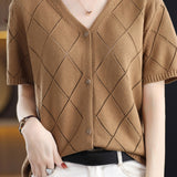 Elegant V-Neck Knit Sweater - liwisi