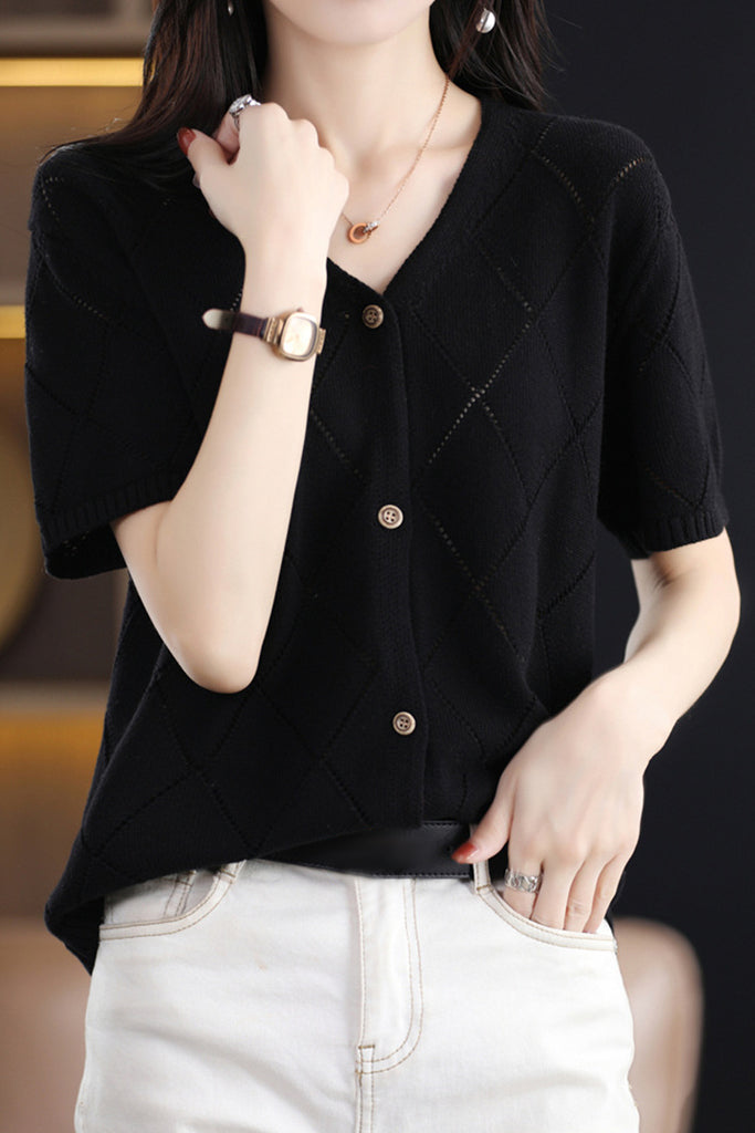 Elegant V-Neck Knit Sweater - liwisi
