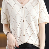 Elegant V-Neck Knit Sweater - liwisi