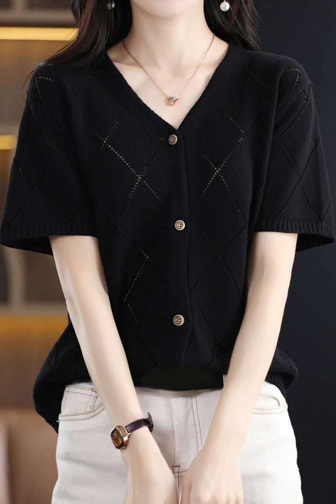 Elegant V-Neck Knit Sweater - liwisi