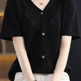 Elegant V-Neck Knit Sweater - liwisi