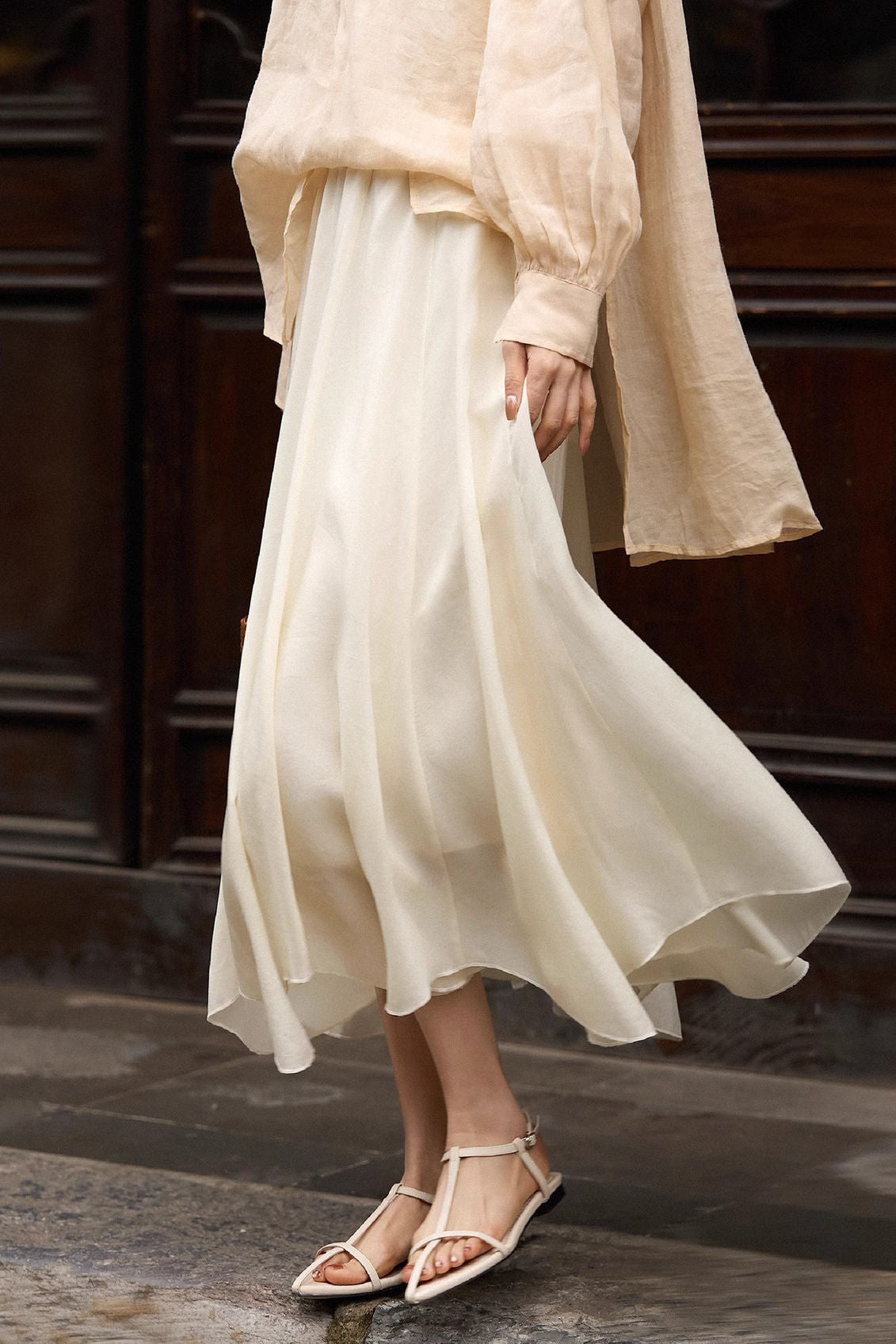 Elegant Flowing Midi Skirt - liwisi