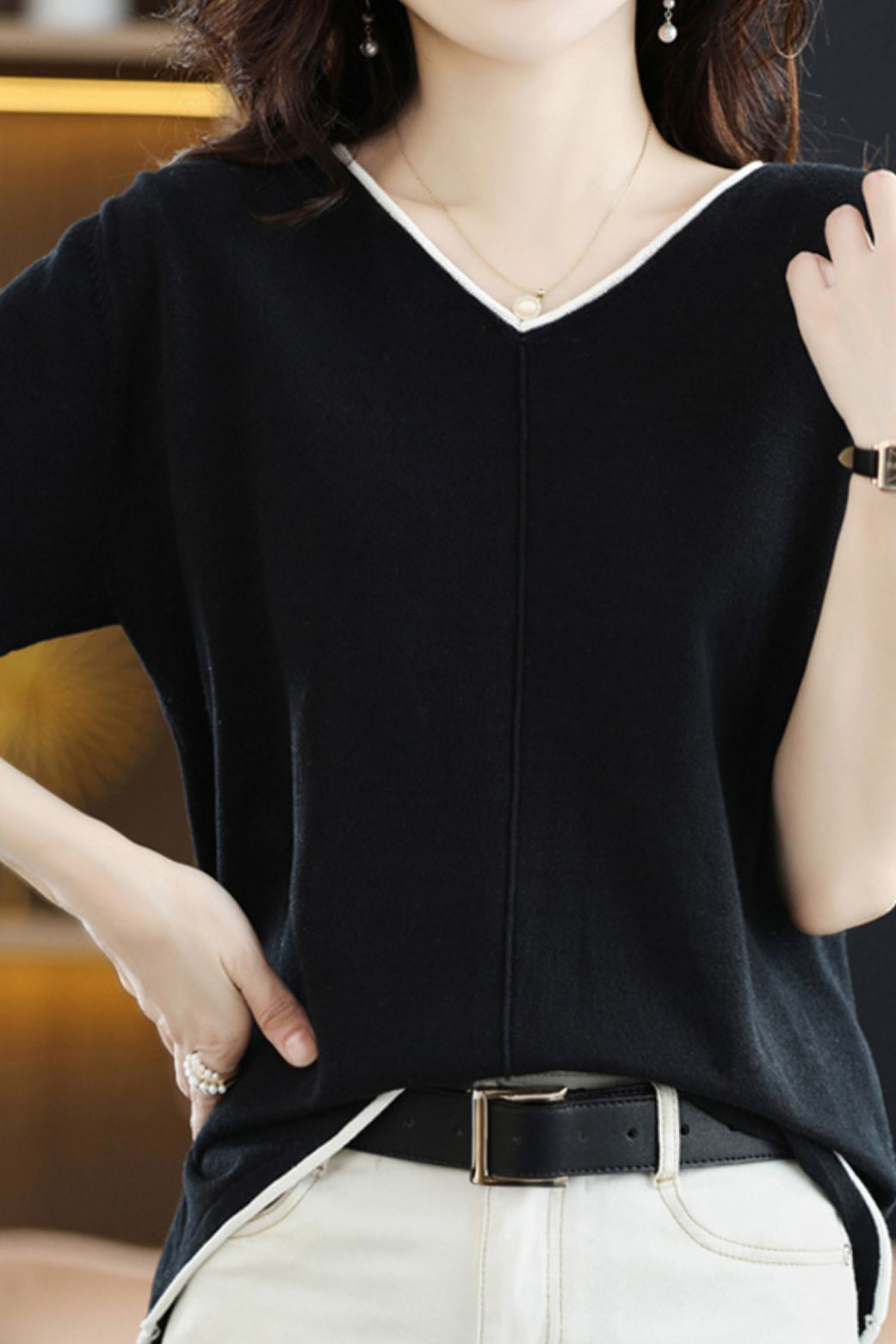 Loose Versatile Knit Short Sleeve - liwisi