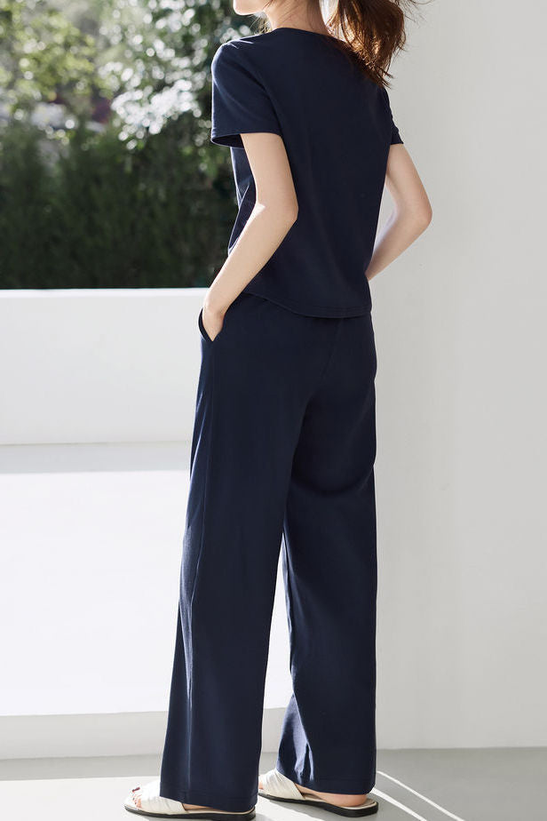 Color Block Spliced T-Shirt and Pants Set - liwisi