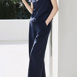 Color Block Spliced T-Shirt and Pants Set - liwisi