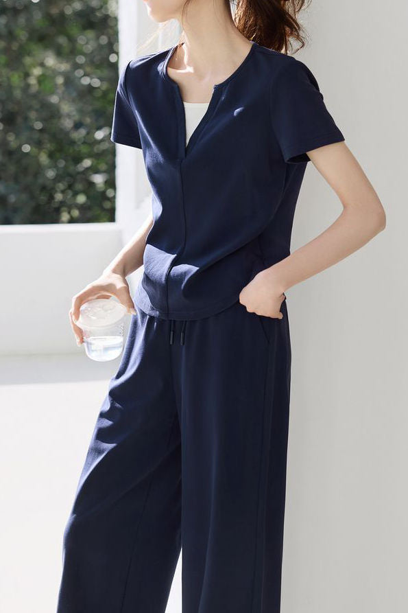 Color Block Spliced T-Shirt and Pants Set - liwisi