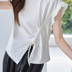 Irregular Pleated Split Short Sleeve - liwisi