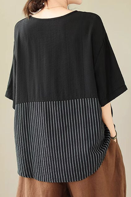 Artistic Patchwork Short Sleeve T-Shirt - liwisi
