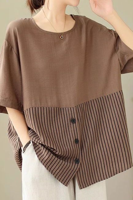 Artistic Patchwork Short Sleeve T-Shirt - liwisi