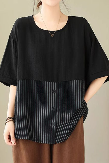 Artistic Patchwork Short Sleeve T-Shirt - liwisi