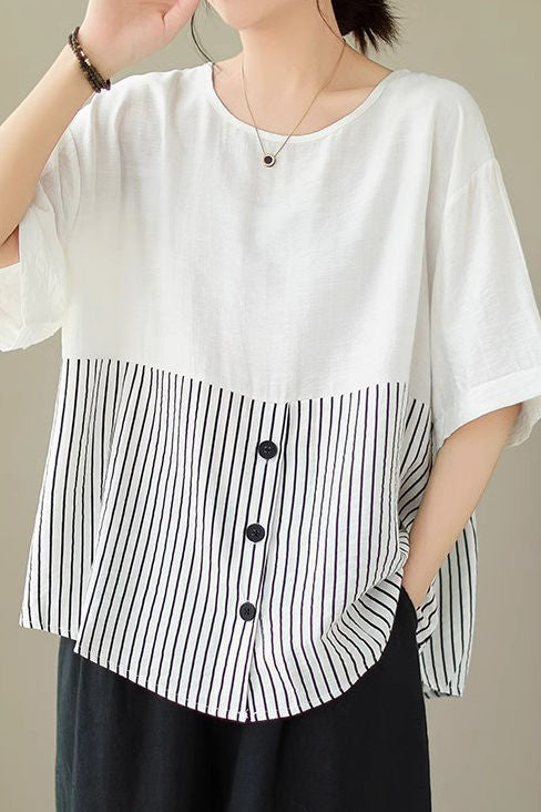 Artistic Patchwork Short Sleeve T-Shirt - liwisi