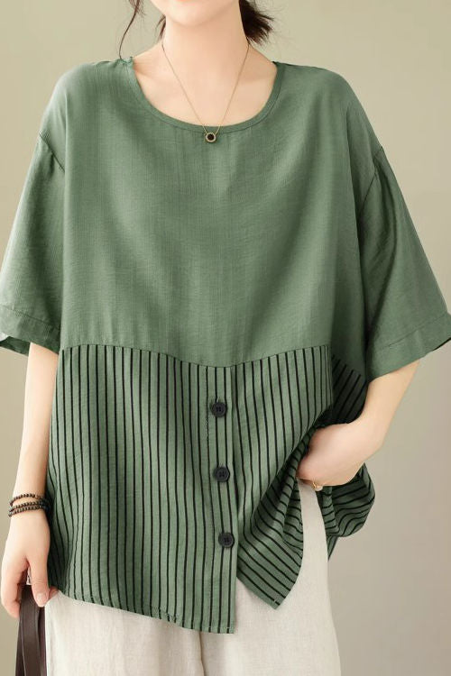 Artistic Patchwork Short Sleeve T-Shirt - liwisi