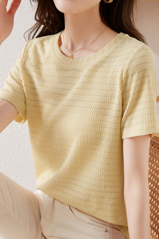 Textured Striped Solid T-Shirt - liwisi