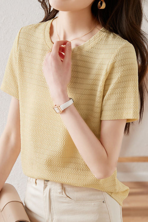 Textured Striped Solid T-Shirt - liwisi