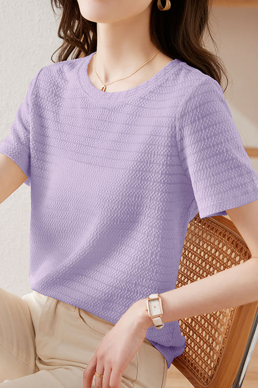 Textured Striped Solid T-Shirt - liwisi