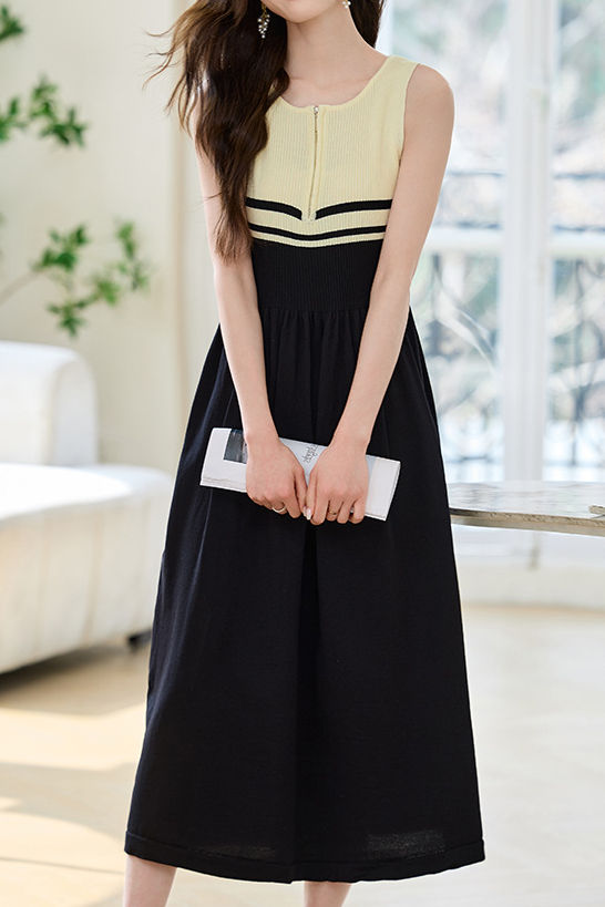 French Stripe Sleeveless Vest Dress - liwisi