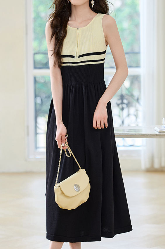 French Stripe Sleeveless Vest Dress - liwisi