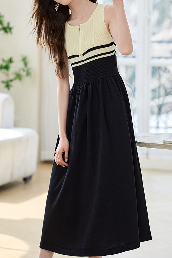 French Stripe Sleeveless Vest Dress - liwisi