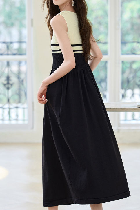 French Stripe Sleeveless Vest Dress - liwisi