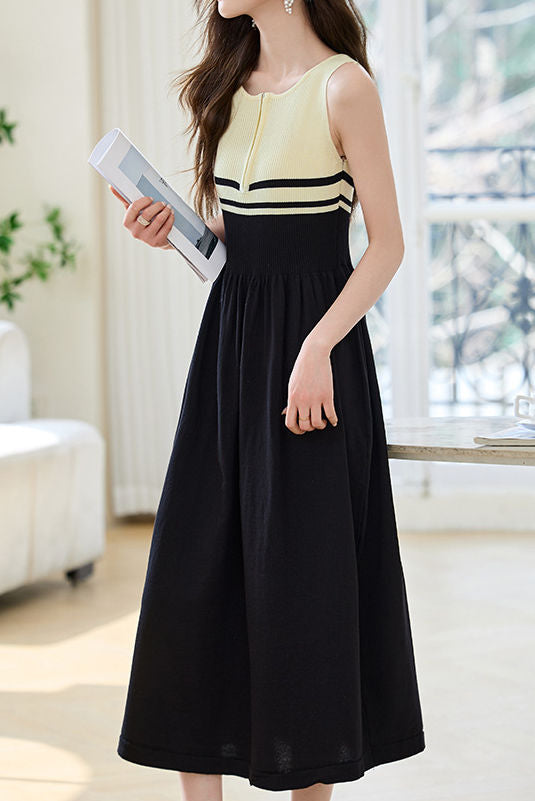 French Stripe Sleeveless Vest Dress - liwisi